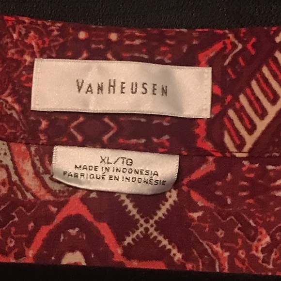 Van Heusen blouse in burnt maroon pattern - Picture 2 of 2